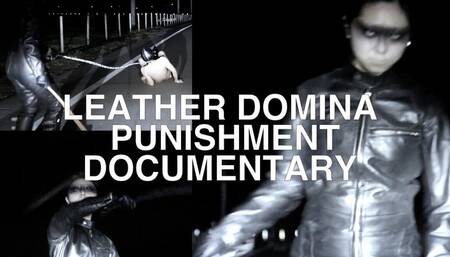 Leather Japanese mistress Goddess Ran female domination whipping and caning her Merciless punishment outdoor Chain bondage