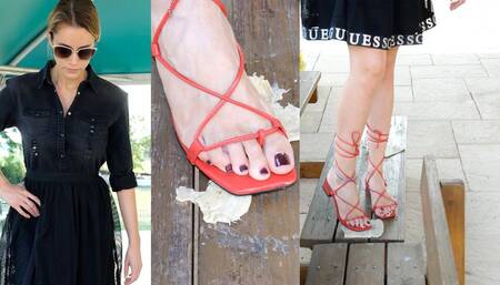 Bread crushin reduced to mush under the sandals of a beautiful girl