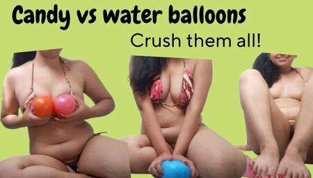 Candy vs water balloons: pop them all!