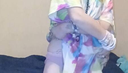 goodlilpet shows off her cute panties then strips down and plays with her tight little pussy