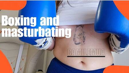 Boxing female, masturbating and boxing gloves