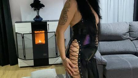 sexy queefing in latex and smoking