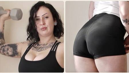 Goth Muscle Mommy Lifts Weights