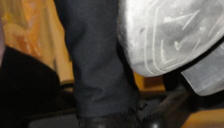 Boot worship and dirt sole licking under desk to clean them