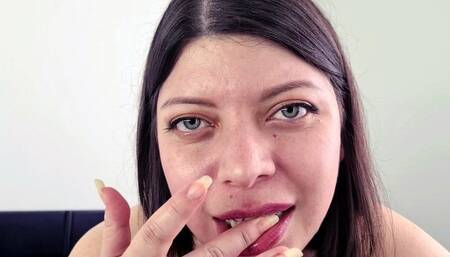 Chewing and blowing bubble gum