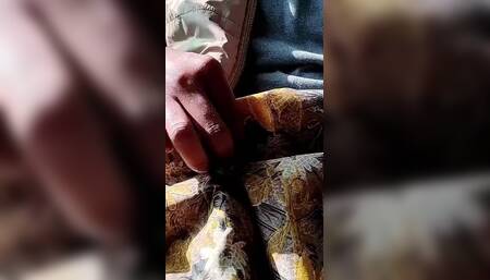 78 Satin Handjob - Dick Head Rub and Cum on Satin Silky Yellow Suit of Stepsister