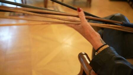 Lady Dark Angel - The Lady takes it out on her cane test slave