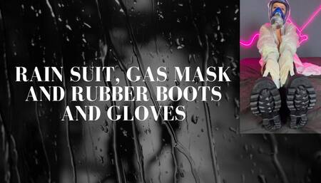 rain suit, gas mask, rubber boots and gloves play