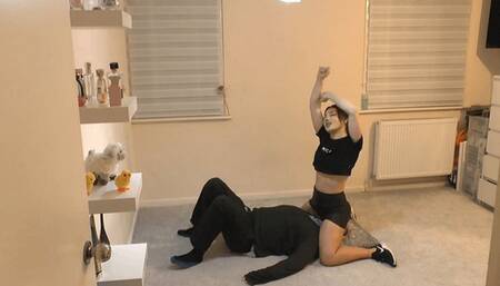 Facesitting in Hot and Sexy Leather Shorts