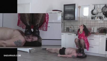 The slave under Mistress Cleo's boots Picture in picture mp4