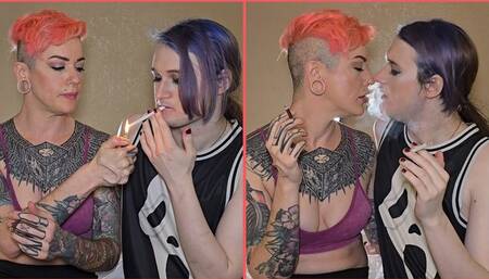 720p Convincing Athlete Trans Girlfriend to Smoke with Smoky Kisses