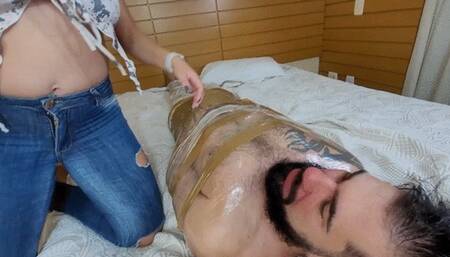 Cute princess sitting on slave Mummified Part 1 by Bruna Galli and Daniel Santiago cam by Dani full hd