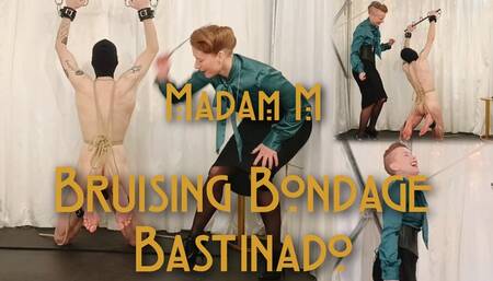 Bruising Bondage Bastinado, extreme position, brutal foot whipping