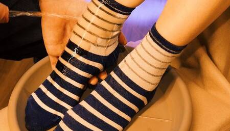 He pissed her cute striped socks wet with his fucking hot cock (artwork without audio)