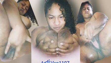 Busty Girl with Hairy Pussy Cums in the Bathroom