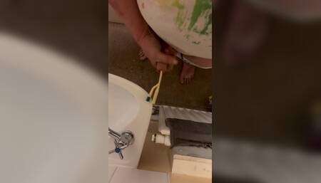 Masturbates Jerks off with Catheter in Side Me