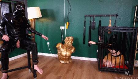 Horny rubber girl sucks big cock