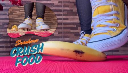 Goddess Lohan mashing a banana with her sneakers (780)