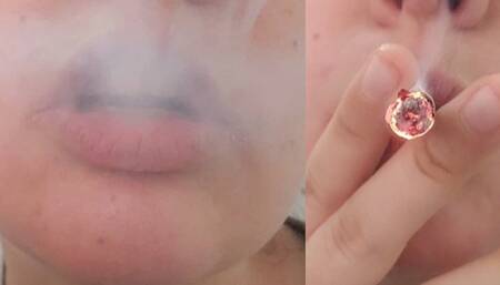 Close-Up Smoking Seduction – Blowing Smoke Right at You with a Flirty Smile