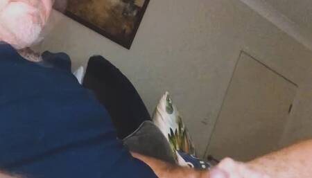 Morning jerk and blow in Lions footy shorts…