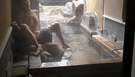 Mature Couple at Hot Spring Inn, Outdoor Cunnilingus, Blowjob