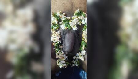Marathi Aunty Handjob with Flowers to Her Stepbrother
