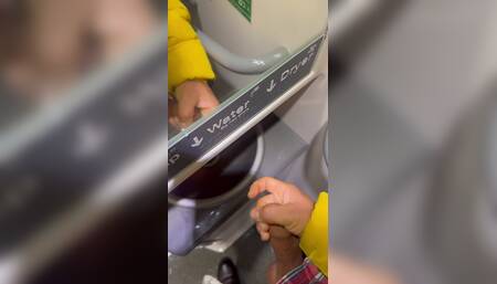 Horny Uncut Wanking and Cumming on Public Train
