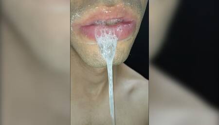 Cum in My Mouth, Play with Your Cum, and Swallow It, Close-up, Naughty Gay, Tongue, Sloopy