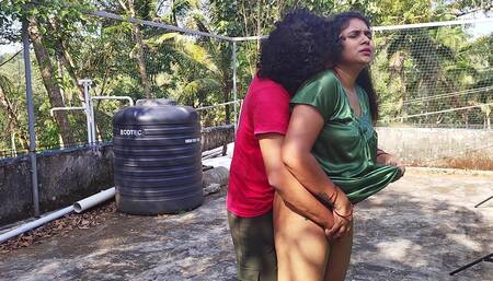 Out Door Sex, Vaishnavy and Sharun Raj Out Door Romance and Sex, Mallu Couple Hot Romance with Sex in Terrace