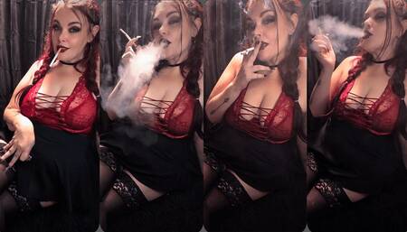 Stroke your cock while I smoke