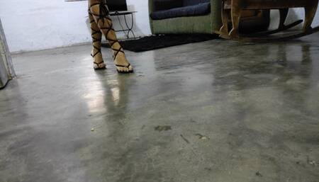 In the office she lets her high heels hang up (5)