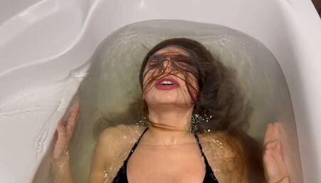 Wet hair covers face UW (custom video)