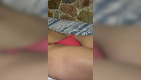 Oiling and Touching Her Whole Body While I Have My Ass on Her Head