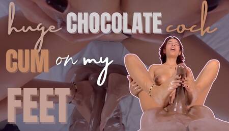huge chocolate cock cum on my feet
