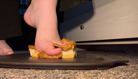 crushing cake with smelly feet