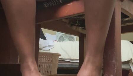 Sexy Foot JOI in black flats and Blue Toes with Countdown Finish