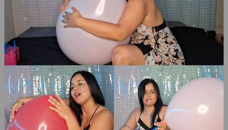 Naomi fills her balloons with kisses and pops them