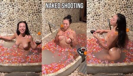 Shooting in the bath naked in a spa - behind the scenes