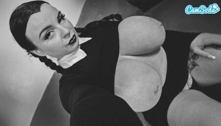 Thick Ass Wednesday Addams With Big Tits and Wet Pussy Plays With Herself - Cosplay