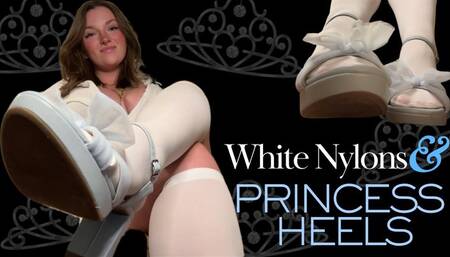 White Nylons and Heels - Knee High Nylon Socks Heel Shoe Foot Feet Fetish Goddess Verbal Humiliation Degradation Goddess Worship