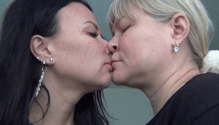 squish each other noses flat a