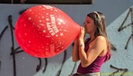 Laura Blows to Pop a Printed Unique 20"