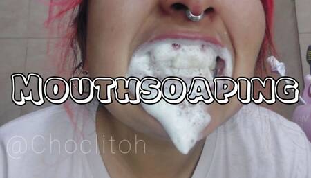 brushing my teeth with lots of foam