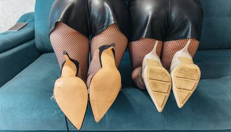 HIGH HEELS Kris and Ellie Trying on shoes and sandals