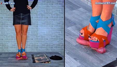 Flattening His Cock & Balls Under My Hard Summer Wedges - Split Cam - A135SPLIT