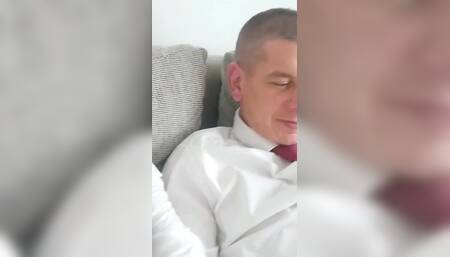 Bareback creampie fuck with friend , before we leaving to christmas party