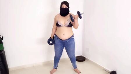 Sweating barefoot and masked