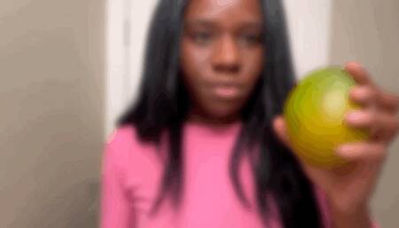 Aggressively Eating a Big Juicy Mango