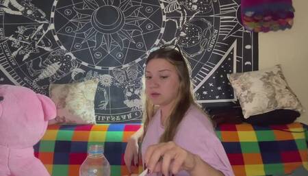 SMOKING YULIANA DRAGS NOSE EXHALES