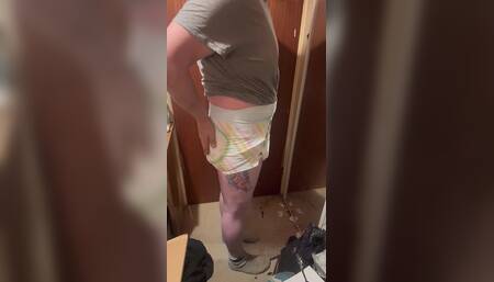 Standing Look at the Nappie Diaper I’m Putting on